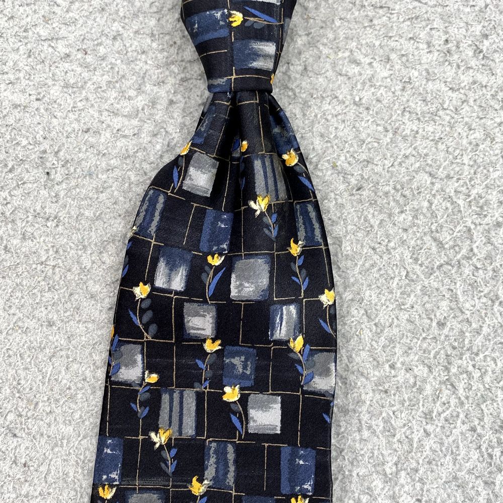 ERMENEGILDO ZEGNA Men's Silk Necktie Blue Floral Classic Corpcore Business 90's - Picture 2 of 11